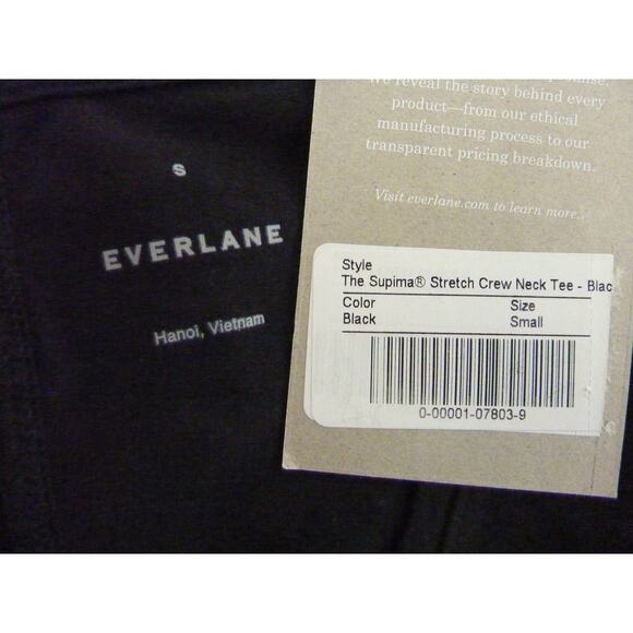 NWT Everlane Stretch Crew Neck Tee Shirt Black Short Sleeve Top S - Picture 5 of 6